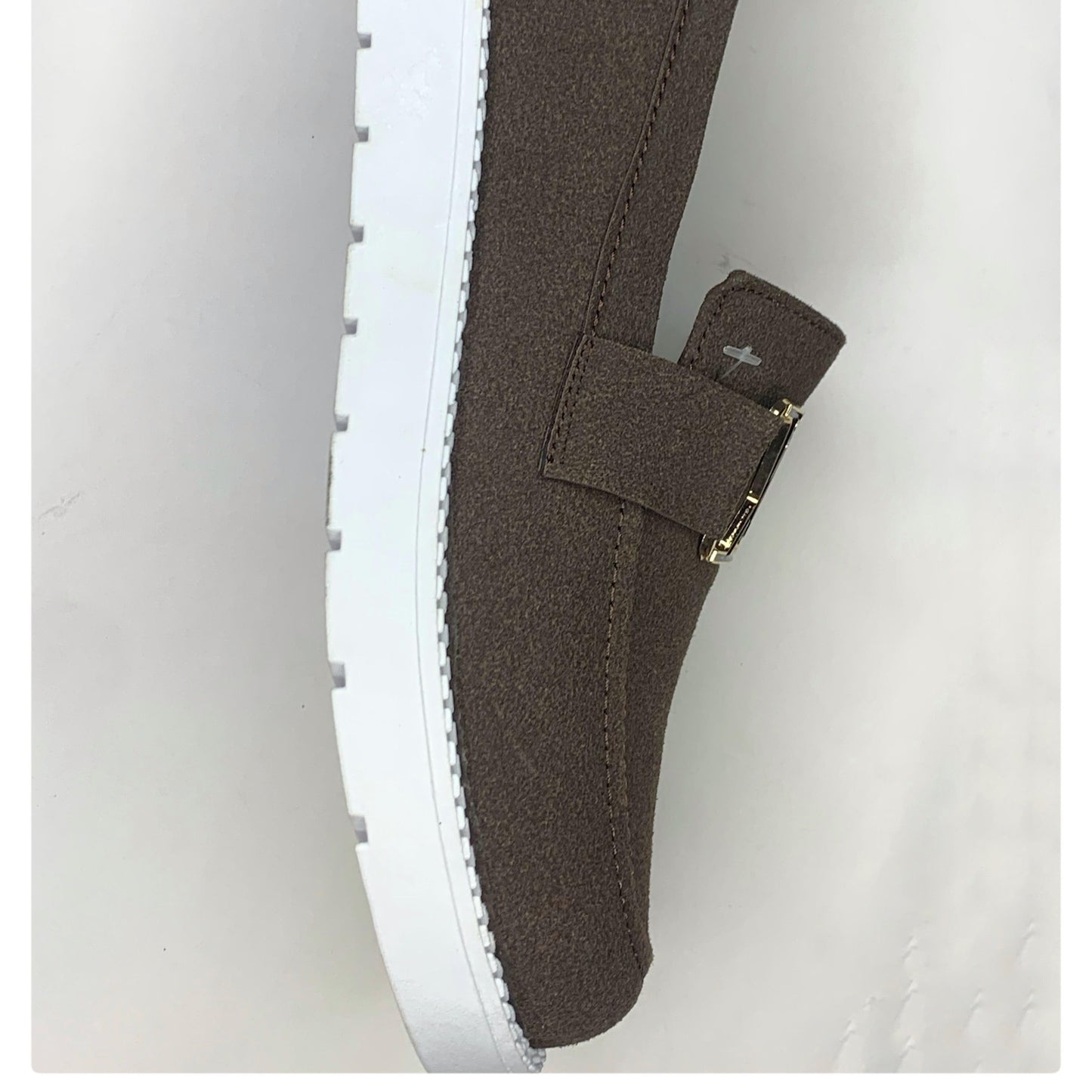 Luxury Brown Suede Loafers with Gold Accent