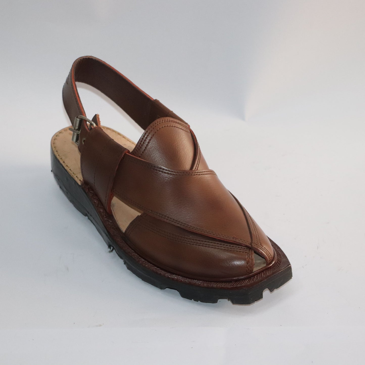 Handmade Brown Norozi Chappal – Pure Leather Traditional Footwear