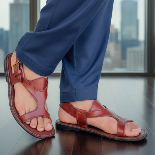 Handmade Brown Panjedar Chappal – Pure Leather Classic