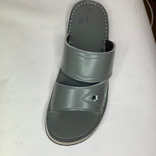 Handmade Grey Leather Slippers – Premium Comfort & Style
