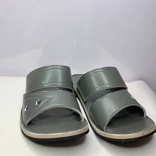 Handmade Grey Leather Slippers – Premium Comfort & Style