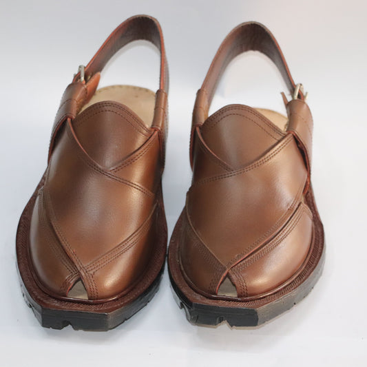 Handmade Brown Norozi Chappal – Pure Leather Traditional Footwear