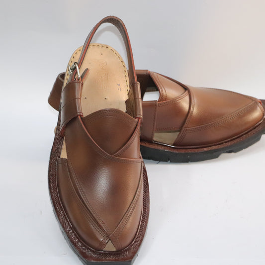 Handmade Brown Norozi Chappal – Pure Leather Traditional Footwear