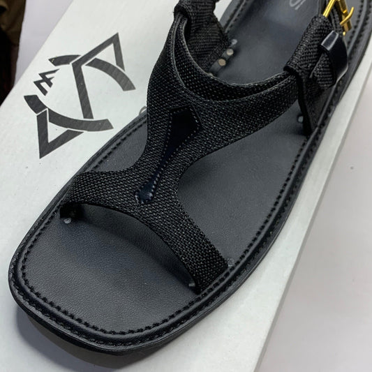 Handcrafted Fabric Panjedar Chappal – Black Traditional Sandal